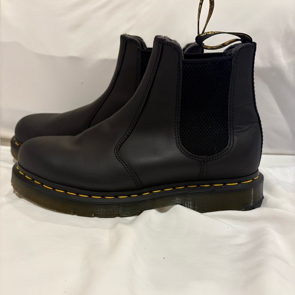 Dr. Martens Black Ankle Boots with Yellow Stitching